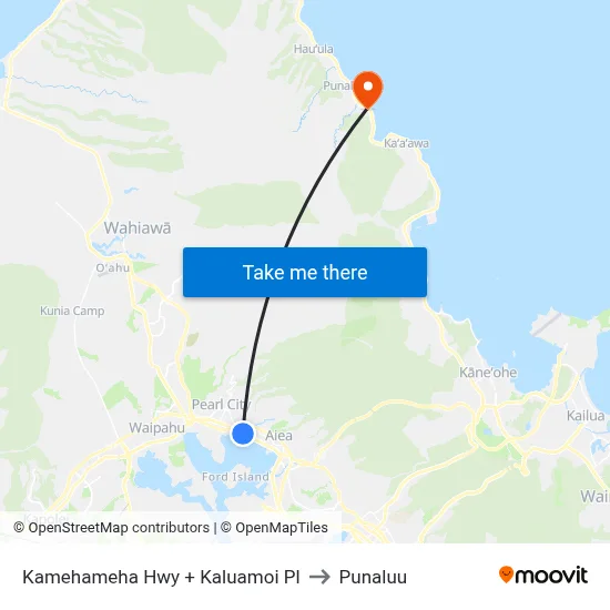 Kamehameha Hwy + Kaluamoi Pl to Punaluu map
