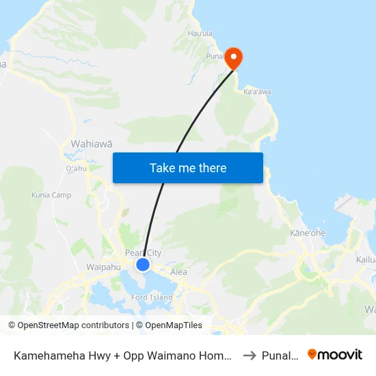 Kamehameha Hwy + Opp Waimano Home Rd to Punaluu map
