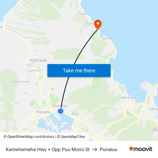 Kamehameha Hwy + Opp Puu Momi St to Punaluu map