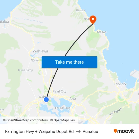 Farrington Hwy + Waipahu Depot Rd to Punaluu map