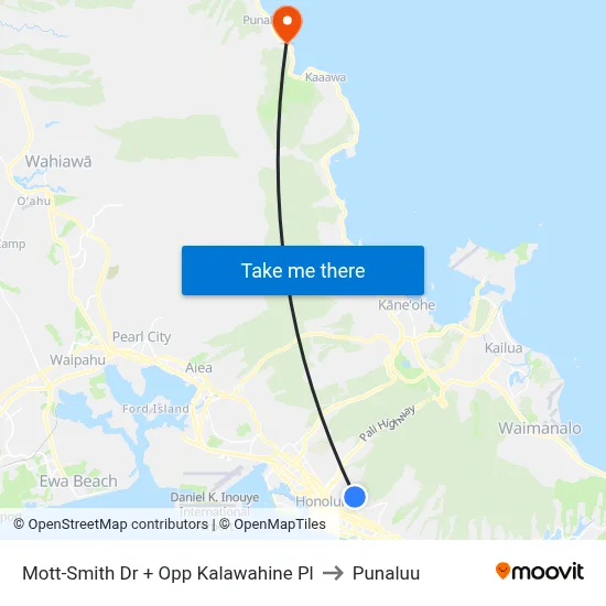 Mott-Smith Dr + Opp Kalawahine Pl to Punaluu map