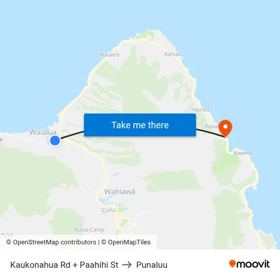 Kaukonahua Rd + Paahihi St to Punaluu map