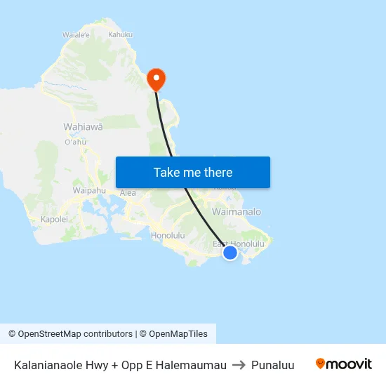 Kalanianaole Hwy + Opp E Halemaumau to Punaluu map