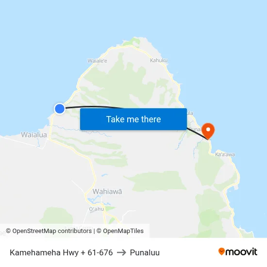 Kamehameha Hwy + 61-676 to Punaluu map