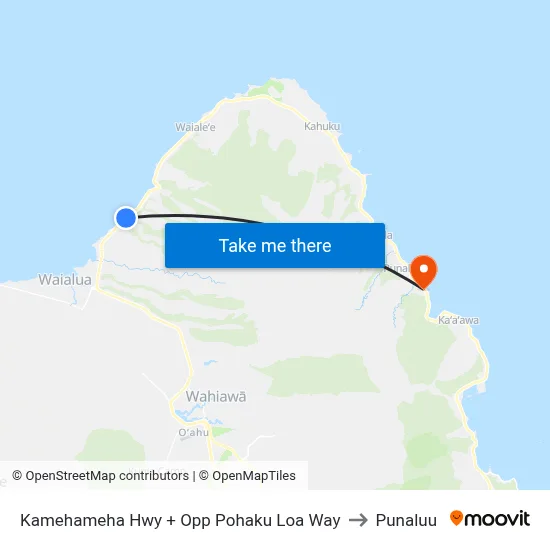 Kamehameha Hwy + Opp Pohaku Loa Way to Punaluu map