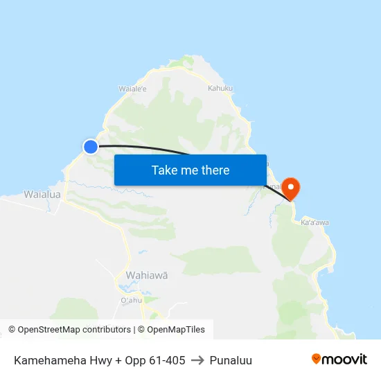 Kamehameha Hwy + Opp 61-405 to Punaluu map