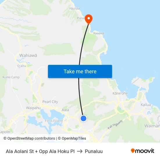 Ala Aolani St + Opp Ala Hoku Pl to Punaluu map