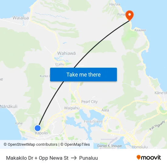 Makakilo Dr + Opp Newa St to Punaluu map