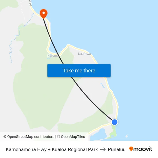 Kamehameha Hwy + Kualoa Regional Park to Punaluu map