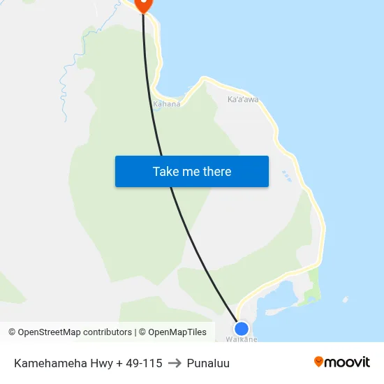 Kamehameha Hwy + 49-115 to Punaluu map