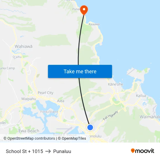 School St + 1015 to Punaluu map