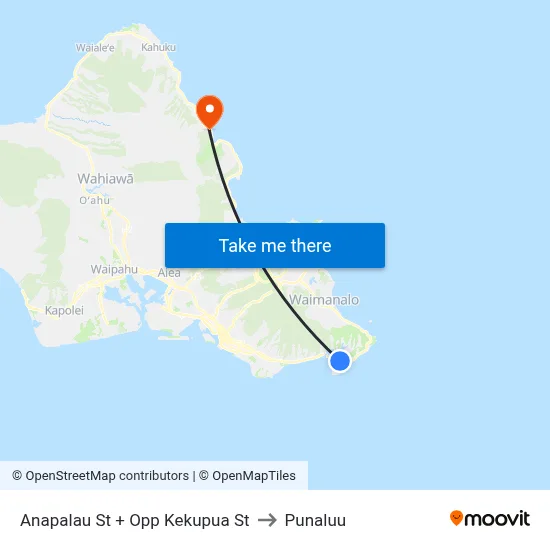 Anapalau St + Opp Kekupua St to Punaluu map