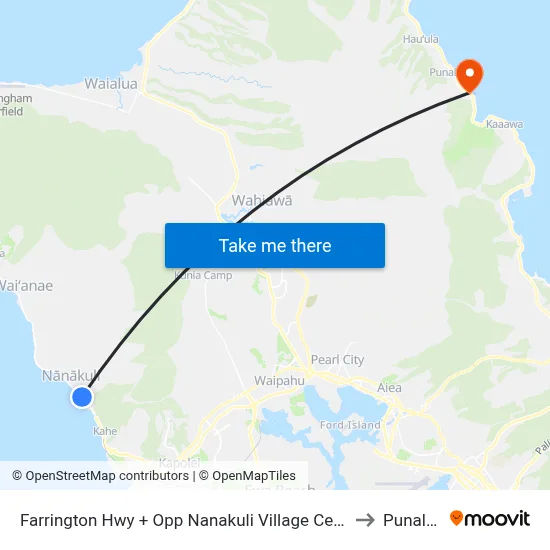 Farrington Hwy + Opp Nanakuli Village Center to Punaluu map