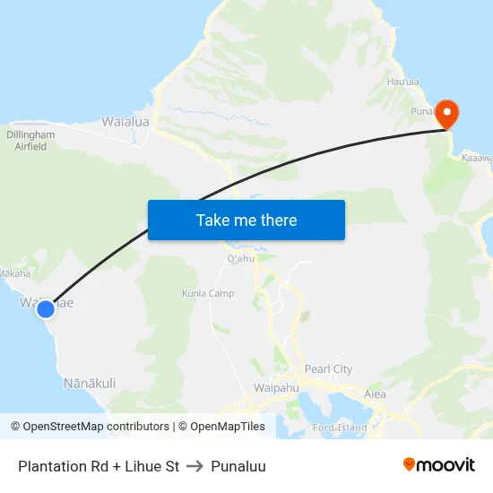 Plantation Rd + Lihue St to Punaluu map