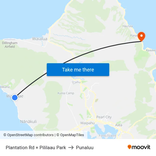 Plantation Rd + Pililaau Park to Punaluu map