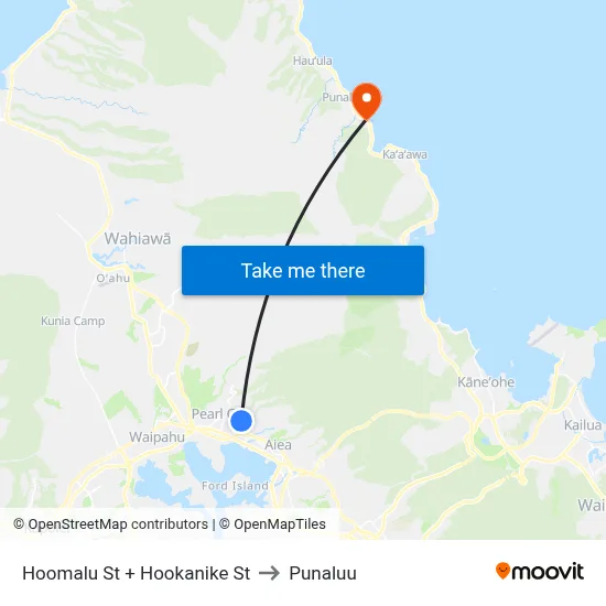 Hoomalu St + Hookanike St to Punaluu map