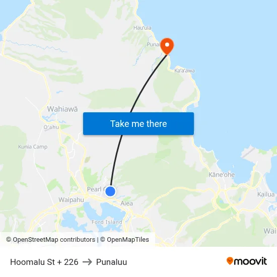 Hoomalu St + 226 to Punaluu map