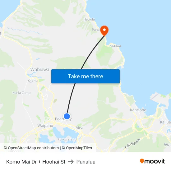 Komo Mai Dr + Hoohai St to Punaluu map