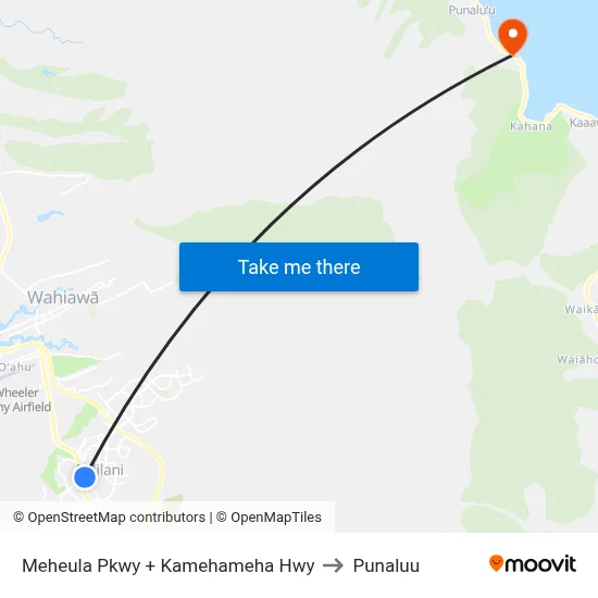 Meheula Pkwy + Kamehameha Hwy to Punaluu map