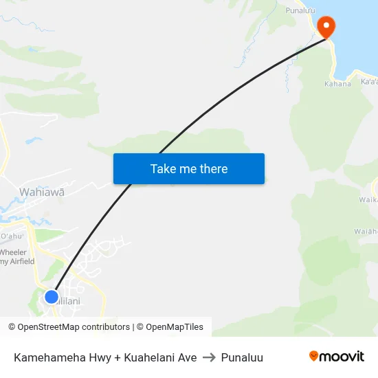 Kamehameha Hwy + Kuahelani Ave to Punaluu map