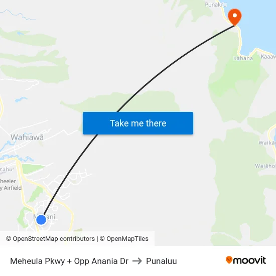 Meheula Pkwy + Opp Anania Dr to Punaluu map