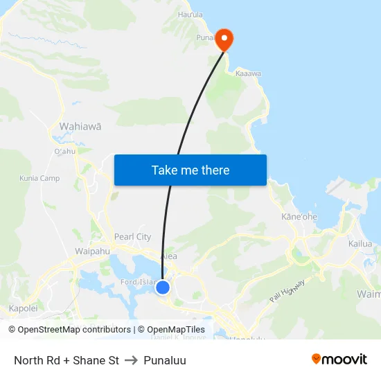 North Rd + Shane St to Punaluu map