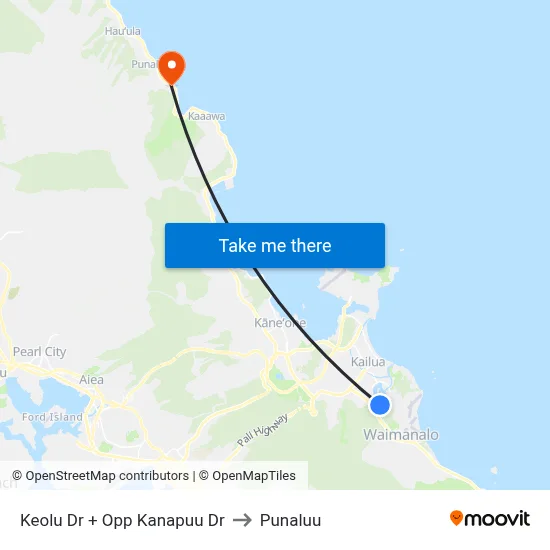 Keolu Dr + Opp Kanapuu Dr to Punaluu map