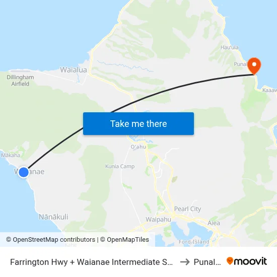 Farrington Hwy + Waianae Intermediate School to Punaluu map