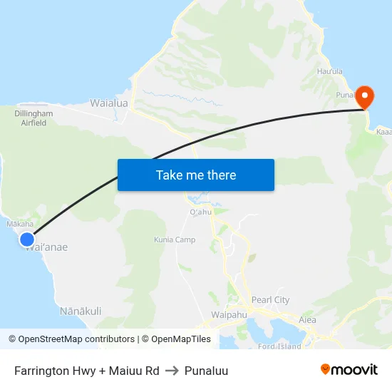 Farrington Hwy + Maiuu Rd to Punaluu map