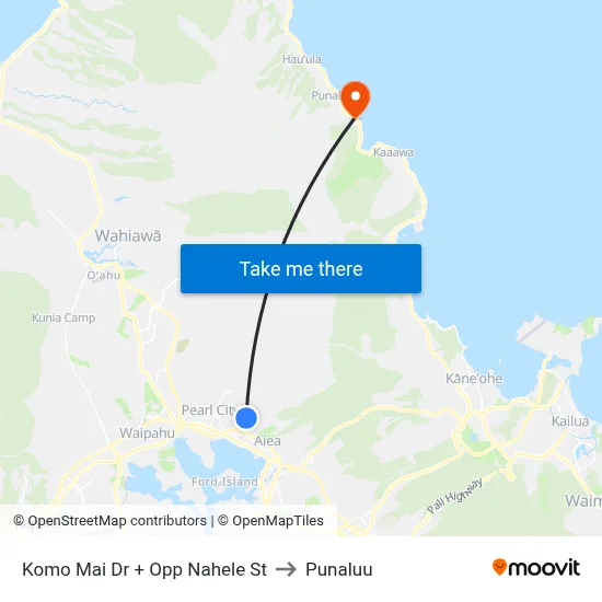 Komo Mai Dr + Opp Nahele St to Punaluu map