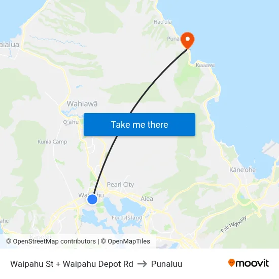 Waipahu St + Waipahu Depot Rd to Punaluu map