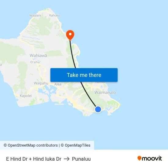 E Hind Dr + Hind Iuka Dr to Punaluu map