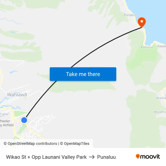 Wikao St + Opp Launani Valley Park to Punaluu map