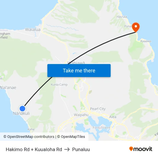 Hakimo Rd + Kuualoha Rd to Punaluu map