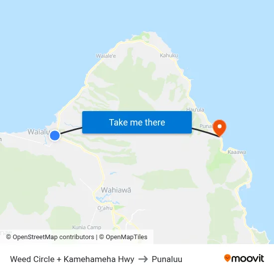 Weed Circle + Kamehameha Hwy to Punaluu map