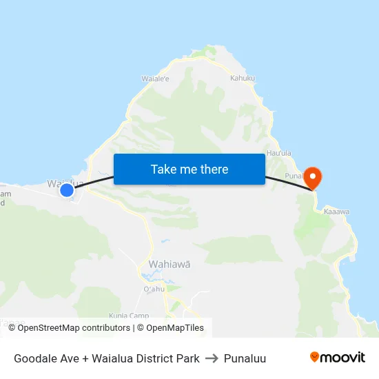 Goodale Ave + Waialua District Park to Punaluu map