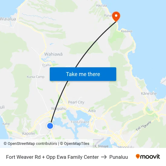 Fort Weaver Rd + Opp Ewa Family Center to Punaluu map