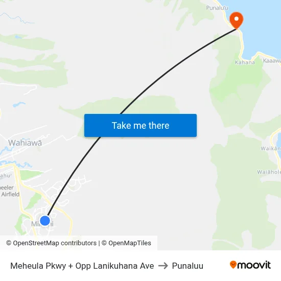 Meheula Pkwy + Opp Lanikuhana Ave to Punaluu map