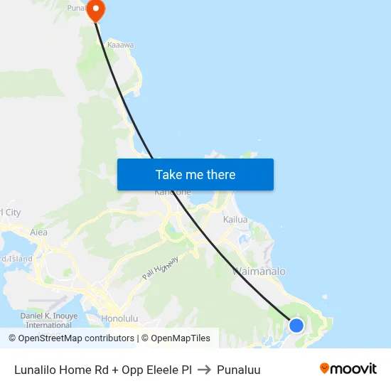 Lunalilo Home Rd + Opp Eleele Pl to Punaluu map
