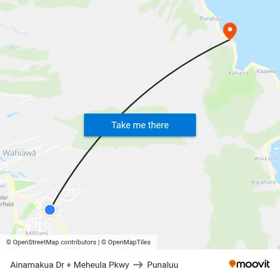 Ainamakua Dr + Meheula Pkwy to Punaluu map