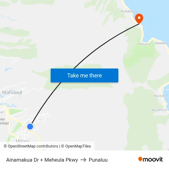 Ainamakua Dr + Meheula Pkwy to Punaluu map
