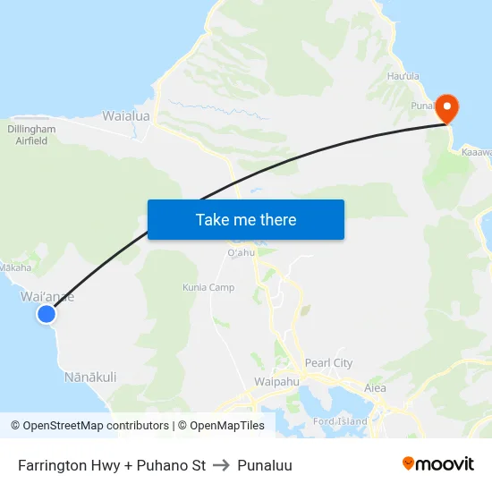 Farrington Hwy + Puhano St to Punaluu map