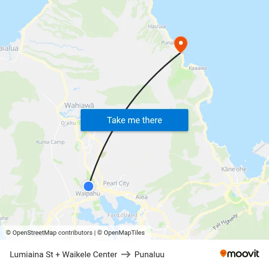 Lumiaina St + Waikele Center to Punaluu map