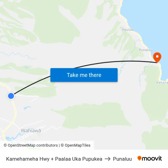 Kamehameha Hwy + Paalaa Uka Pupukea to Punaluu map