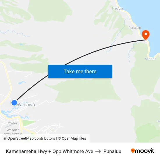 Kamehameha Hwy + Opp Whitmore Ave to Punaluu map