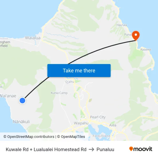 Kuwale Rd + Lualualei Homestead Rd to Punaluu map