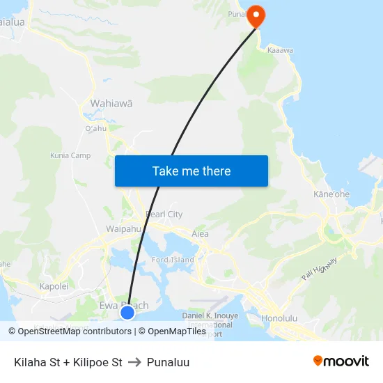Kilaha St + Kilipoe St to Punaluu map