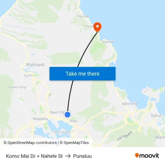 Komo Mai Dr + Nahele St to Punaluu map