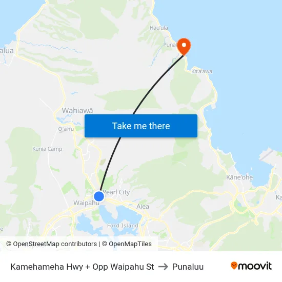 Kamehameha Hwy + Opp Waipahu St to Punaluu map
