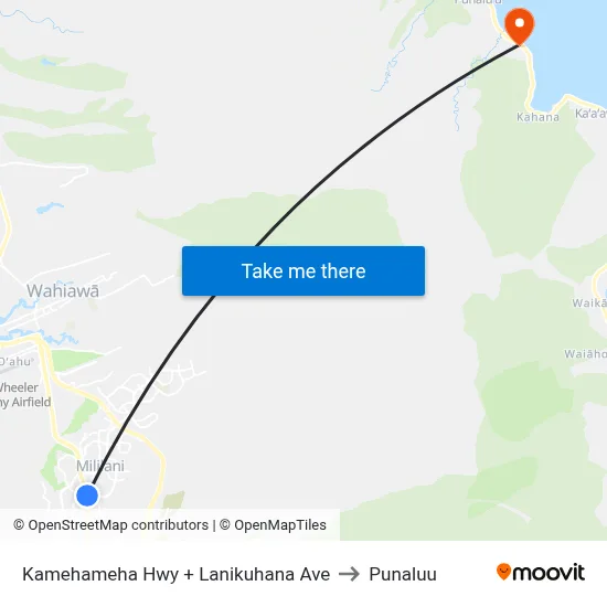 Kamehameha Hwy + Lanikuhana Ave to Punaluu map